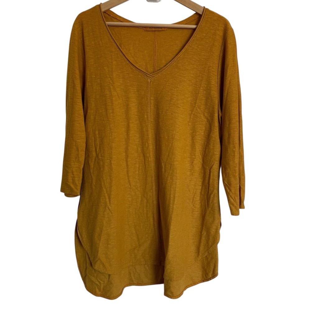 Cut•Loose 3/4 Slv V-Neck Top Womens Large in Urchin color